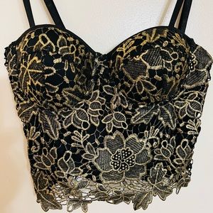 Rue 21 Bustier Black/Gold Lace size Med